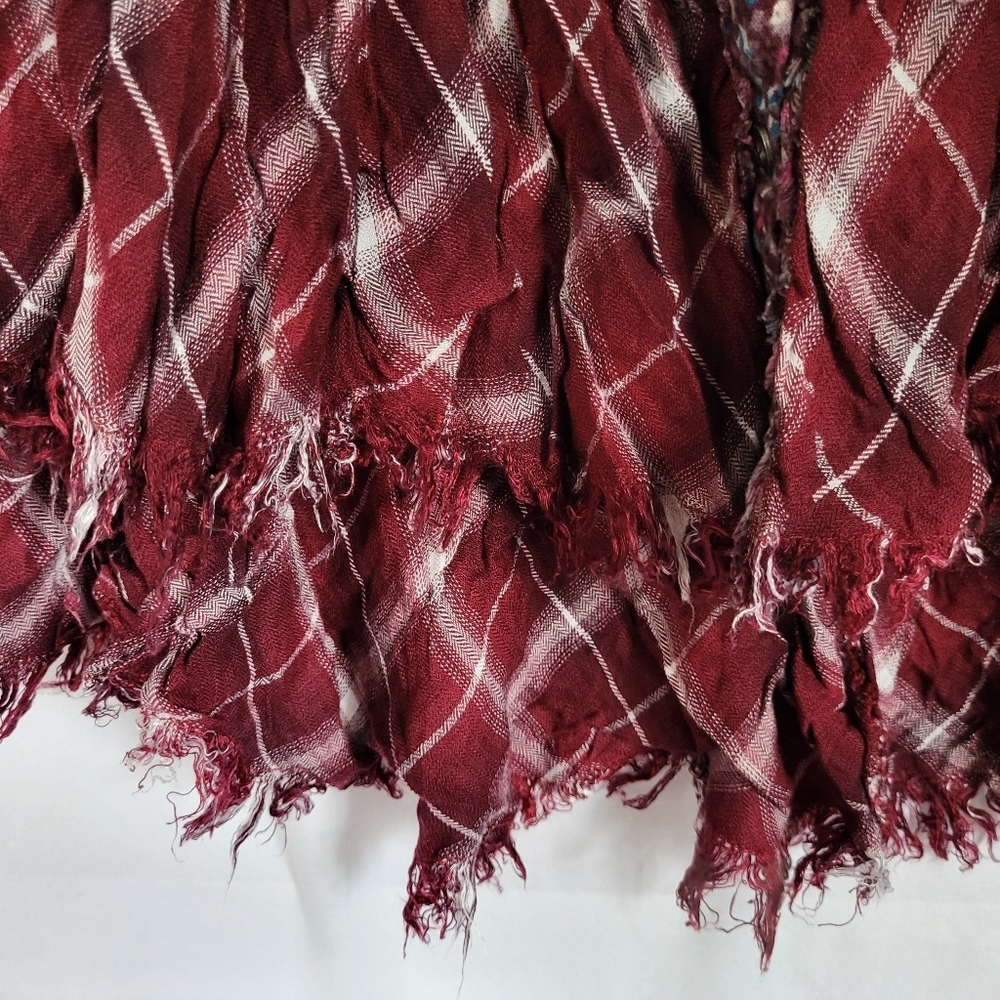 Altar'd State Red Plaid Fringe Blouse Large. SEE DESCRIPTION - Picture 5 of 10